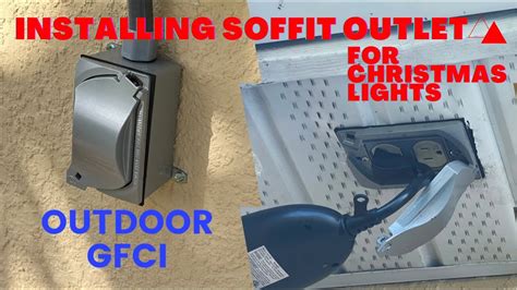 exterior electrical box on sloping soffit|how to install soffit outlet.